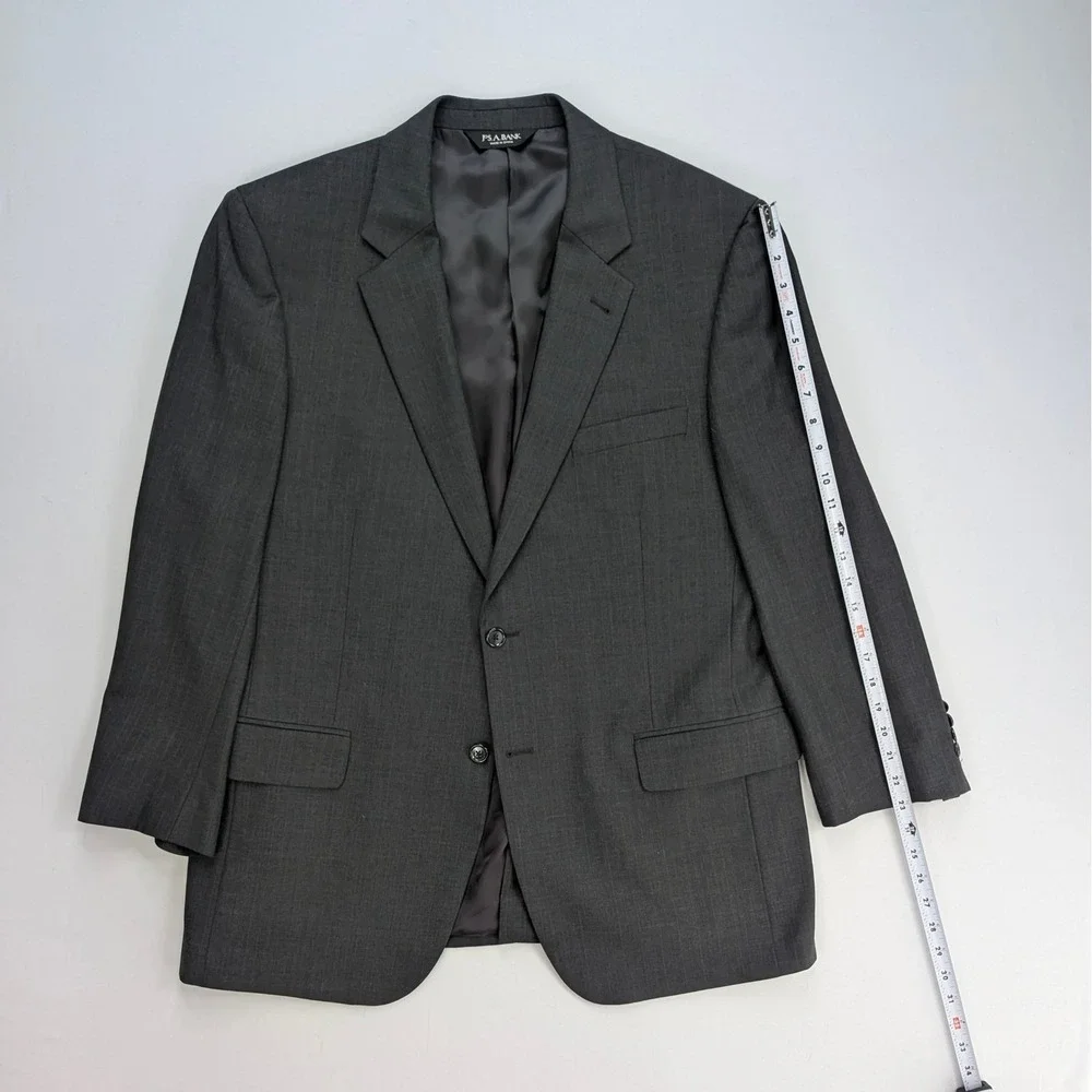 🧥 Jos A Bank Signature 100% Wool Blazer Charcoal Gray 44R Classic